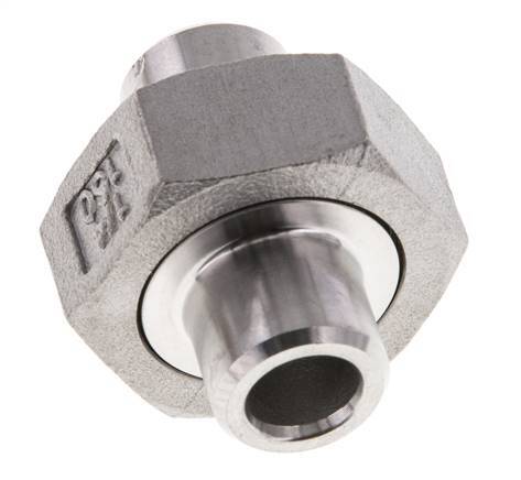 Union Straight Connector 13.5mm Weld End Stainless Steel Conical Seal 16bar (224.8psi)