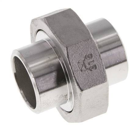 Union Straight Connector 33.7mm Weld End Stainless Steel Conical Seal 16bar (224.8psi)
