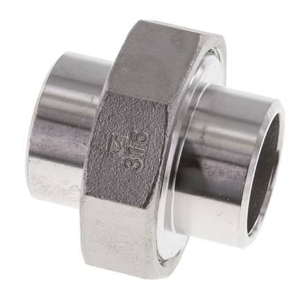 Union Straight Connector 33.7mm Weld End Stainless Steel Conical Seal 16bar (224.8psi)