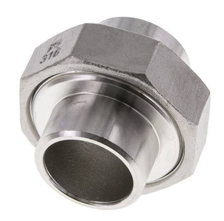 Union Straight Connector 33.7mm Weld End Stainless Steel Conical Seal 16bar (224.8psi)