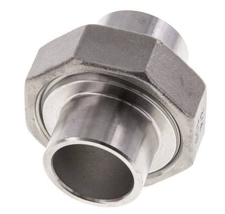 Union Straight Connector 26.9mm Weld End Stainless Steel Conical Seal 16bar (224.8psi)