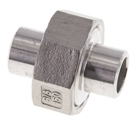 Union Connecteur droit 17.2mm Extrémité à souder Acier inoxydable Joint plat PTFE 16bar (224.8psi)