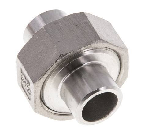 Union Connecteur droit 17.2mm Extrémité à souder Acier inoxydable Joint plat PTFE 16bar (224.8psi)