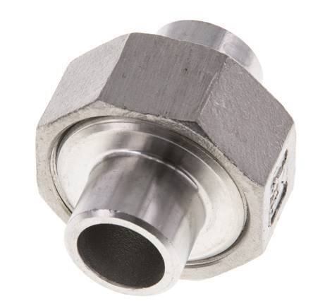 Union Connecteur droit 17.2mm Extrémité à souder Acier inoxydable Joint plat PTFE 16bar (224.8psi)