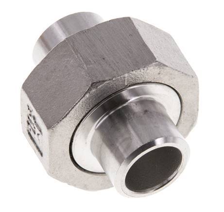 Union Connecteur droit 17.2mm Extrémité à souder Acier inoxydable Joint plat PTFE 16bar (224.8psi)