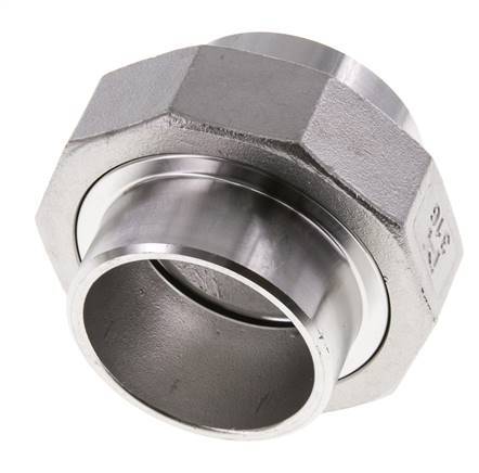 Union Connecteur droit 48.3mm Extrémité à souder Acier inoxydable Joint plat PTFE 16bar (224.8psi)