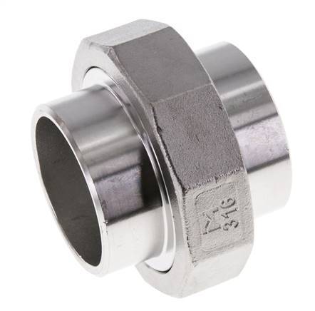 Union Straight Connector 48.3mm Weld End Stainless Steel Flat Seal PTFE 16bar (224.8psi)