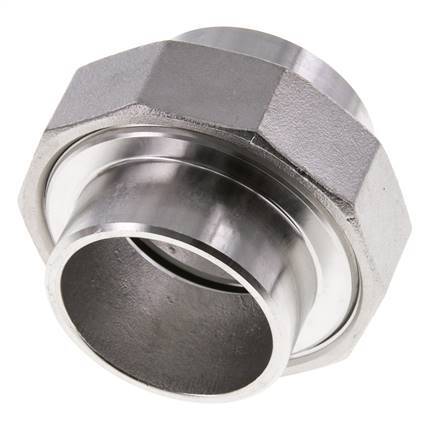 Union Connecteur droit 48.3mm Extrémité à souder Acier inoxydable Joint plat PTFE 16bar (224.8psi)