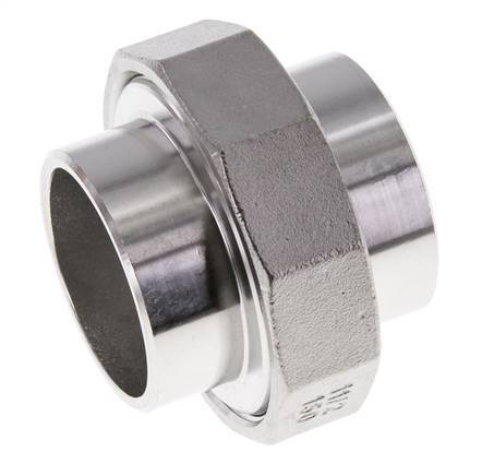 Union Connecteur droit 48.3mm Extrémité à souder Acier inoxydable Joint plat PTFE 16bar (224.8psi)