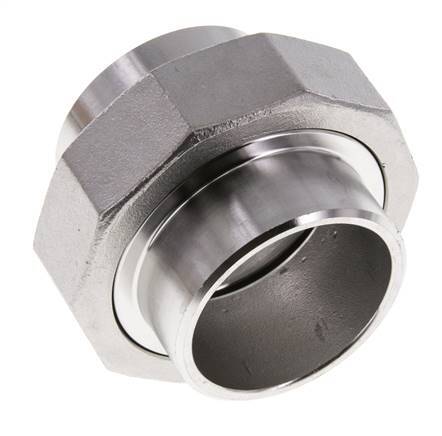 Union Connecteur droit 48.3mm Extrémité à souder Acier inoxydable Joint plat PTFE 16bar (224.8psi)