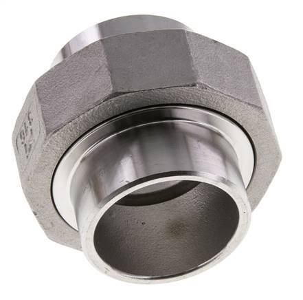 Union Connecteur droit 42.4mm Extrémité à souder Acier inoxydable Joint plat PTFE 16bar (224.8psi)