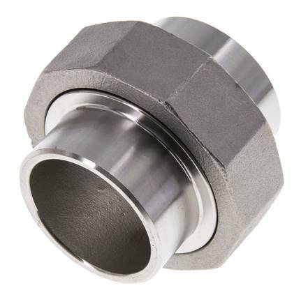 Union Connecteur droit 42.4mm Extrémité à souder Acier inoxydable Joint plat PTFE 16bar (224.8psi)