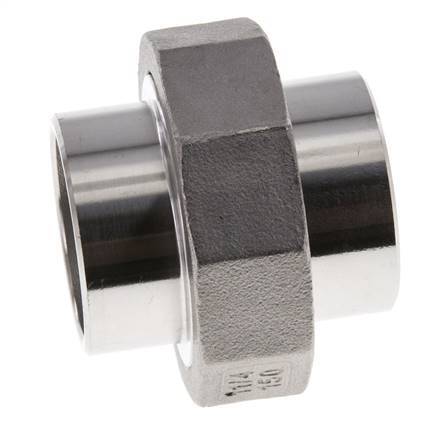 Union Connecteur droit 42.4mm Extrémité à souder Acier inoxydable Joint plat PTFE 16bar (224.8psi)