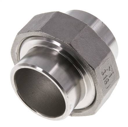 Union Connecteur droit 42.4mm Extrémité à souder Acier inoxydable Joint plat PTFE 16bar (224.8psi)