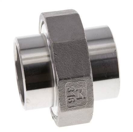 Union Connecteur droit 42.4mm Extrémité à souder Acier inoxydable Joint plat PTFE 16bar (224.8psi)