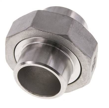 Union Connecteur droit 33.7mm Extrémité à souder Acier inoxydable Joint plat PTFE 16bar (224.8psi)