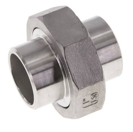 Union Straight Connector 33.7mm Weld End Stainless Steel Flat Seal PTFE 16bar (224.8psi)