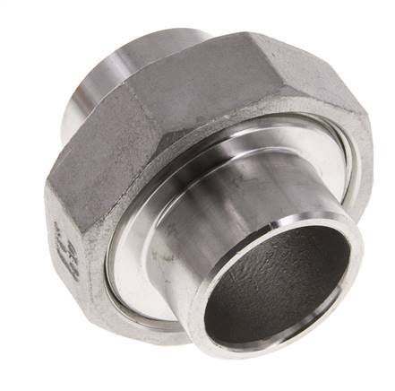 Union Connecteur droit 33.7mm Extrémité à souder Acier inoxydable Joint plat PTFE 16bar (224.8psi)