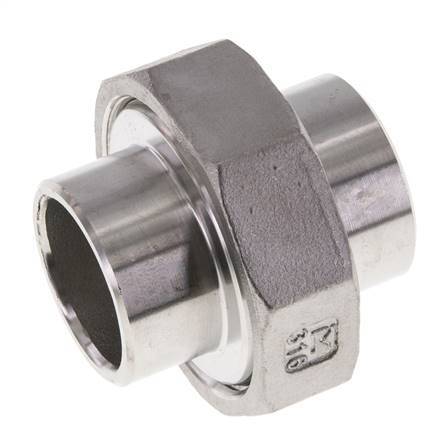 Union Connecteur droit 33.7mm Extrémité à souder Acier inoxydable Joint plat PTFE 16bar (224.8psi)
