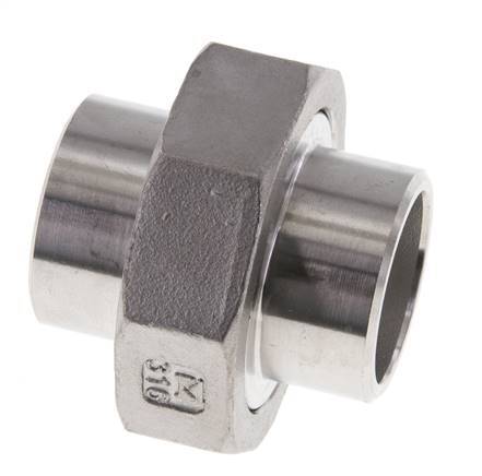 Union Connecteur droit 33.7mm Extrémité à souder Acier inoxydable Joint plat PTFE 16bar (224.8psi)