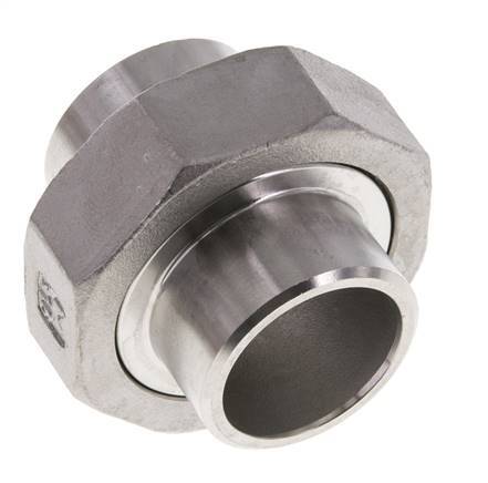 Union Connecteur droit 33.7mm Extrémité à souder Acier inoxydable Joint plat PTFE 16bar (224.8psi)