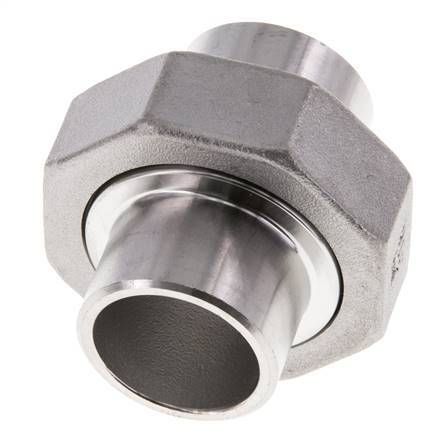 Union Connecteur droit 26.9mm Extrémité à souder Acier inoxydable Joint plat PTFE 16bar (224.8psi)