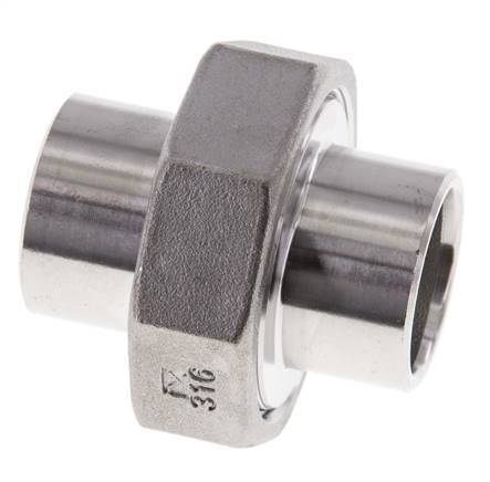Union Connecteur droit 26.9mm Extrémité à souder Acier inoxydable Joint plat PTFE 16bar (224.8psi)