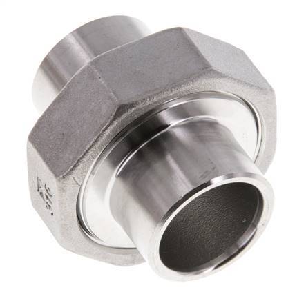 Union Connecteur droit 26.9mm Extrémité à souder Acier inoxydable Joint plat PTFE 16bar (224.8psi)