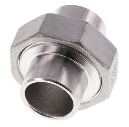 Union Connecteur droit 26.9mm Extrémité à souder Acier inoxydable Joint plat PTFE 16bar (224.8psi)
