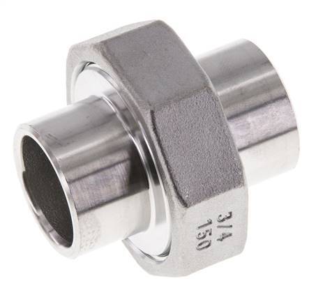 Union Connecteur droit 26.9mm Extrémité à souder Acier inoxydable Joint plat PTFE 16bar (224.8psi)