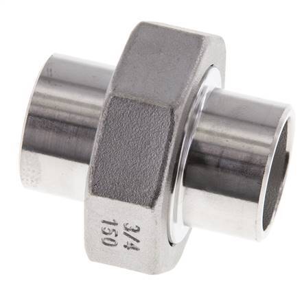 Union Connecteur droit 26.9mm Extrémité à souder Acier inoxydable Joint plat PTFE 16bar (224.8psi)