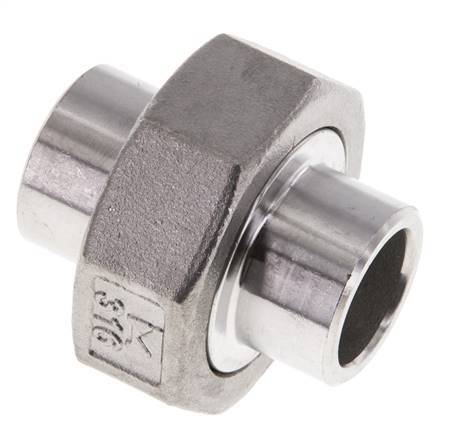 Union Connecteur droit 21.3mm Extrémité à souder Acier inoxydable Joint plat PTFE 16bar (224.8psi)