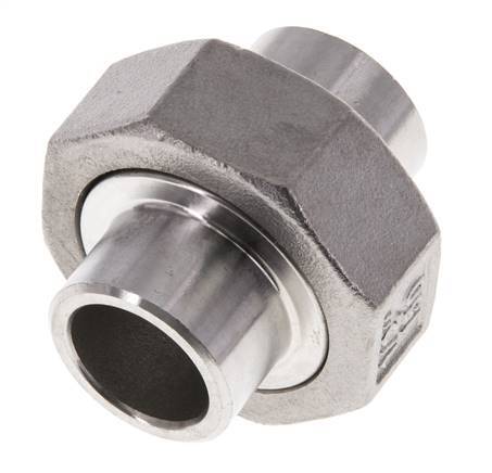 Union Connecteur droit 21.3mm Extrémité à souder Acier inoxydable Joint plat PTFE 16bar (224.8psi)