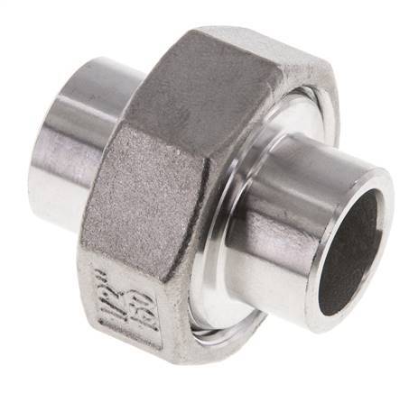 Union Connecteur droit 21.3mm Extrémité à souder Acier inoxydable Joint plat PTFE 16bar (224.8psi)