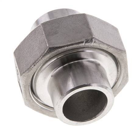 Union Connecteur droit 21.3mm Extrémité à souder Acier inoxydable Joint plat PTFE 16bar (224.8psi)