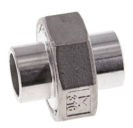 Union Connecteur droit 21.3mm Extrémité à souder Acier inoxydable Joint plat PTFE 16bar (224.8psi)