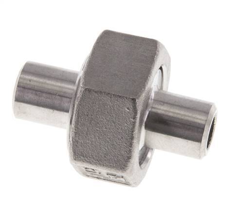 Union Straight Connector 10.2mm Weld End Stainless Steel Flat Seal PTFE 16bar (224.8psi)