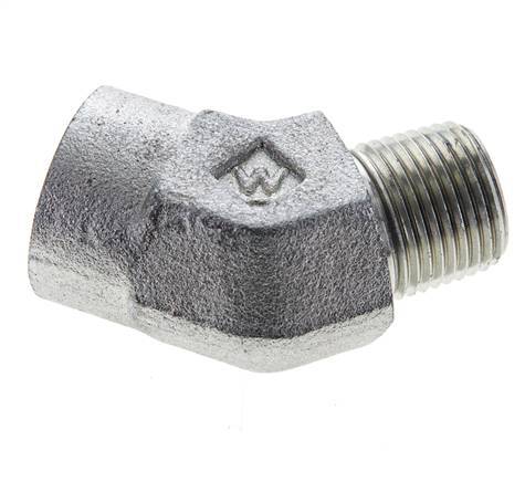 Raccord angulaire 45deg 3/8'' NPT Mâle x Femelle Acier 210bar (2950.5psi)