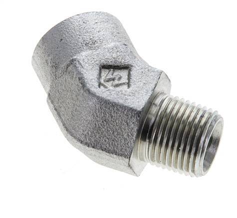 Raccord angulaire 45deg 3/8'' NPT Mâle x Femelle Acier 210bar (2950.5psi)