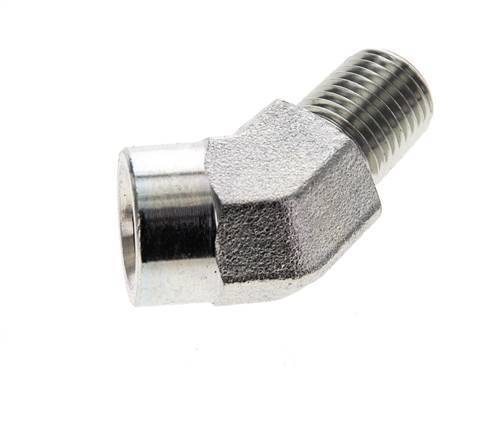 45deg Angled Fitting 1/4'' NPT Male x Female Steel 275bar (3863.75psi)