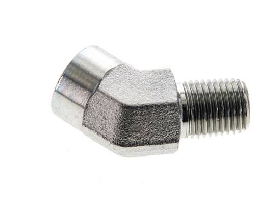 45deg Angled Fitting 1/4'' NPT Male x Female Steel 275bar (3863.75psi)