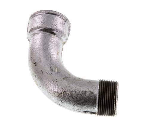 Raccord coudé 90deg 1 1/2'' Mâle R x Femelle Rp Long Fonte 25bar (351.25psi)