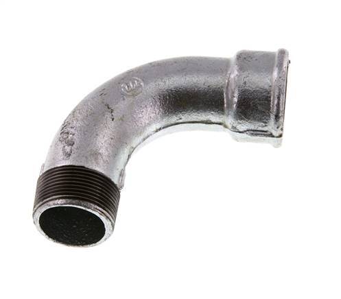 Raccord coudé 90deg 1 1/2'' Mâle R x Femelle Rp Long Fonte 25bar (351.25psi)