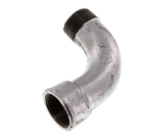 Raccord coudé 90deg 1 1/2'' Mâle R x Femelle Rp Long Fonte 25bar (351.25psi)