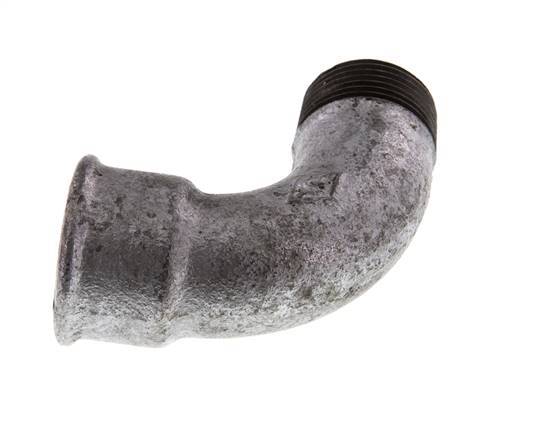 Raccord coudé 90deg 1'' Mâle R x Femelle Rp Court Fonte 25bar (351.25psi)