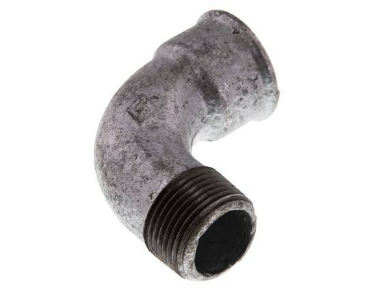 Raccord coudé 90deg 1'' Mâle R x Femelle Rp Court Fonte 25bar (351.25psi)