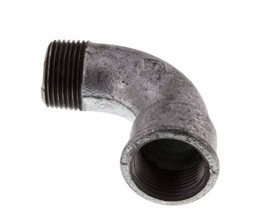 Raccord coudé 90deg 1'' Mâle R x Femelle Rp Court Fonte 25bar (351.25psi)