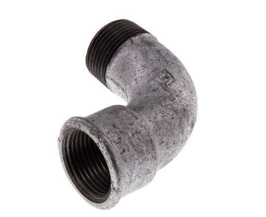 Raccord coudé 90deg 1'' Mâle R x Femelle Rp Court Fonte 25bar (351.25psi)