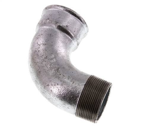 Raccord coudé 90deg 2'' Mâle R x Femelle Rp Court Fonte 25bar (351.25psi)