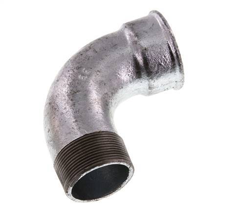 Raccord coudé 90deg 2'' Mâle R x Femelle Rp Court Fonte 25bar (351.25psi)